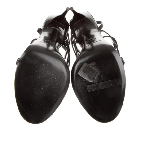 Saint Laurent Patent Leather Ankle-Strap Sandals - Picture 3 of 3